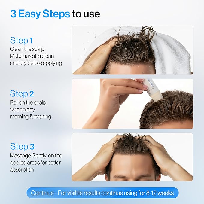 Be Bodywise Rosemary Hair Growth Serum Roll On 25 ml – 3% Rosemary, 3% Redensyl & 2% Anagain | DHT-Blocking Scalp Serum Boosts Oxygen Flow, Reduces Hair Fall | Paraben/Sulfate-Free | Women & Men