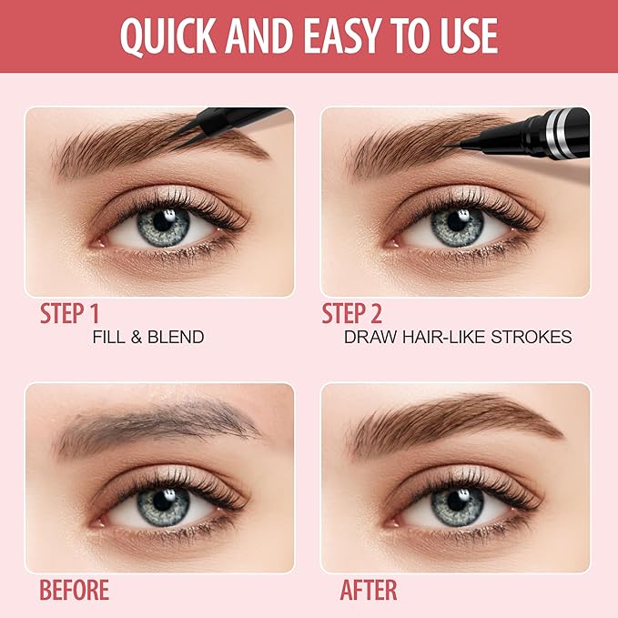 Eyebrow Pencil, 2-in-1 Waterproof Eyebrow Pen, with 2 Tip Microblading Eyebrow Pencil and Ultra-Precise Brow Pencil, with Eyebrow Brush, Eyebrow Pencils for Women,Natural Hair-Like Brows-Dark Blonde