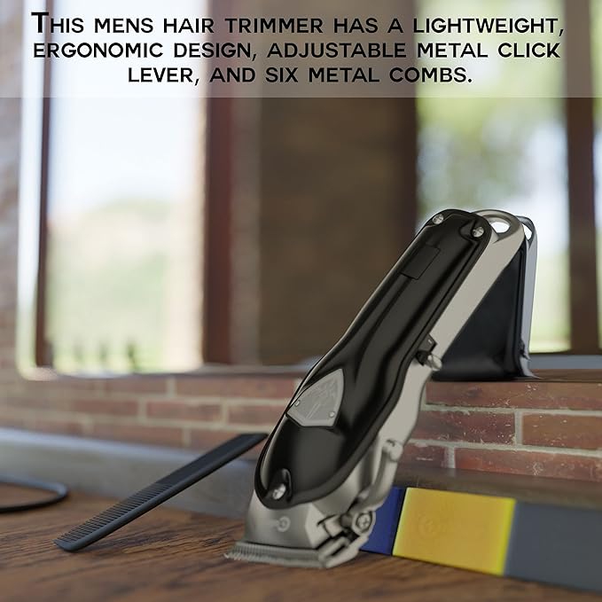 .44 Magnum FMJ Cordless Clipper Kit - Professional Clippers for Hair, Beard and Mustache - Rechargeable Grooming Electric Razor for Men - With Grips, Oil, Cleaning Brush & Comb Guards