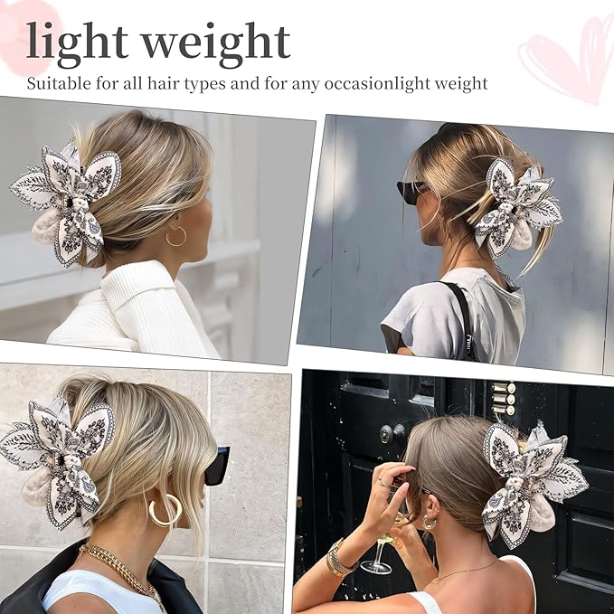 Bow Claw Clips Bow Hair Clips White 1PCS Big Hair Bows for Women Butterfly for Styling Large Hair Clips for Thick Hair for Girls Hair Accessories for Teens