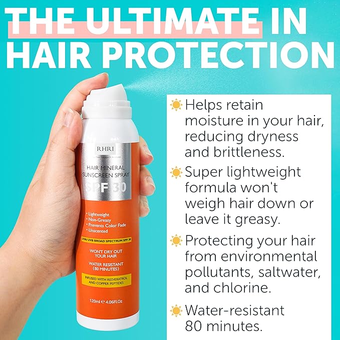 Premium SPF 30 Hair Sunscreen | Aerosol Spray | UV Protection for Scalp & Hair | Non-Greasy | Prevents Sunburn & Color Fade | 4.06 fl oz