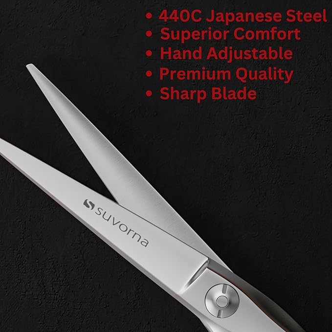 Suvorna 5.5" Hair Scissors Professional - Barbers Scissors for Hair Cutting - Sharp Razor Edge Hair Cutting Scissors to Cut Hair - Japanese 440C Stainless Steel Hair Shears for Women and Men