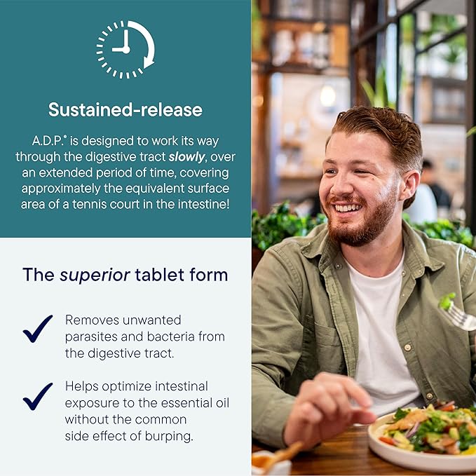 Biotics Research A.D.P. Emulsified Oil of Oregano Tablets for GI Health -Sustained Release for High Absorption Contains Carvacrol, Wild Oregano Oil 50mg/S - Patented Formula -Non GMO –60 Tablets