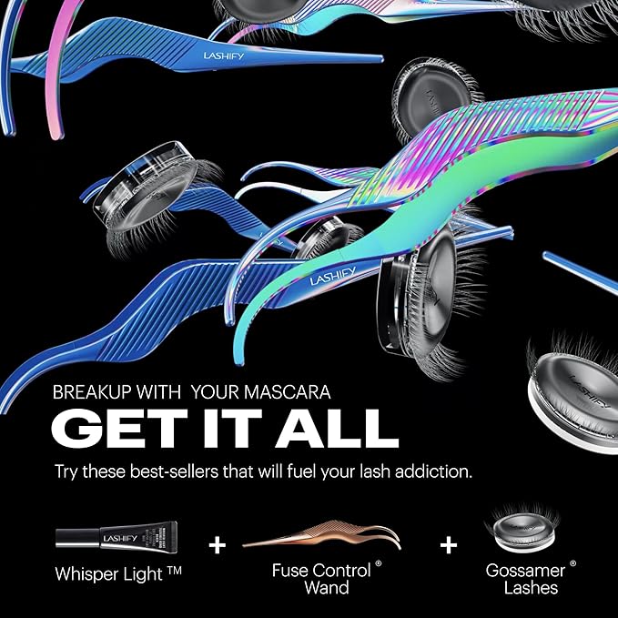 Lashify Curl 8mm Gossamer Eyelash Extensions Refill, Black, DIY False Lashes for a Natural Look