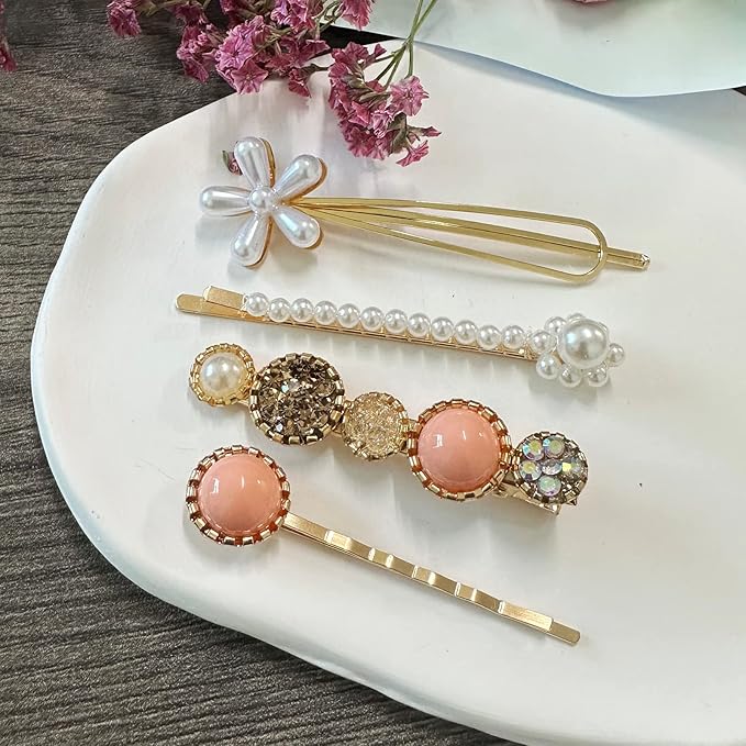 Mehayi 20 PCS Pearl Hair Clips Set Fashion Korean Acrylic Resin Hair Barrettes, Bobby Pins Hairpins for Women and Ladies Girls Headwear Styling Tools, Hair Accessories for Decorative Party Wedding