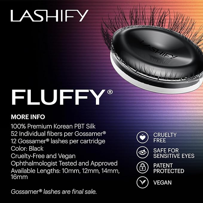 Lashify Fluffy 10mm Gossamer DIY Eyelash Extensions Refill, Chocolate Color, Easy False Lashes To Add Fullness and Dimension