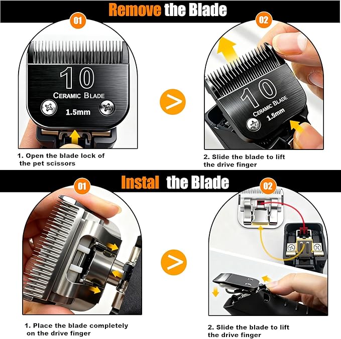 Dog Grooming Clipper Blades Replacement Compatible with Andis Dog Clippers,Most OsterA5, Wahl KM Series Pet Clippers (Black(10))