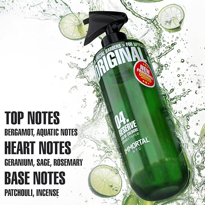 Immortal NYC Reserve 04, After Shave Spray Body/Face Men's Cologne,17 oz - Exclusive Barbers - Softens Skin - Refreshes/disinfects and Relieves Face and Skin - Moisturizing Formula After Shaving