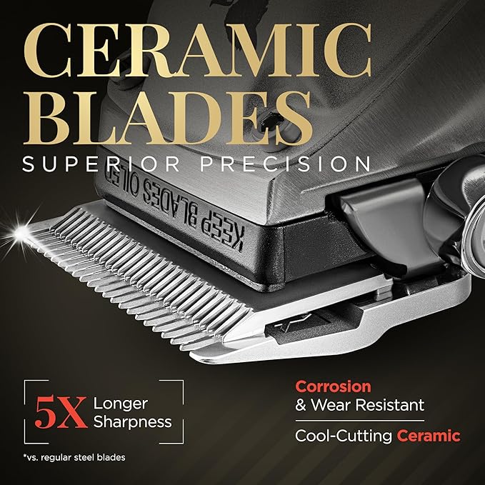 Fagaci Professional Hair Clippers for Men with Superior Precision, 5X Longer Sharpness Professional Barber Clippers Cordless with 2 Blades Fade & Taper, Brushless Motor Mens Hair Clipper Cordless Set