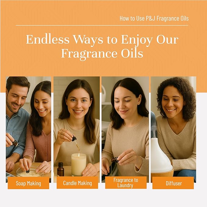 P&J Trading Bakery Set of 6 Fragrance Oils - Pumpkin Pie, Cupcake, Sugar Cookies, Coffee Cake, Snickerdoodle, Gingerbread Candle Scents, Soap Making, Diffuser Oils