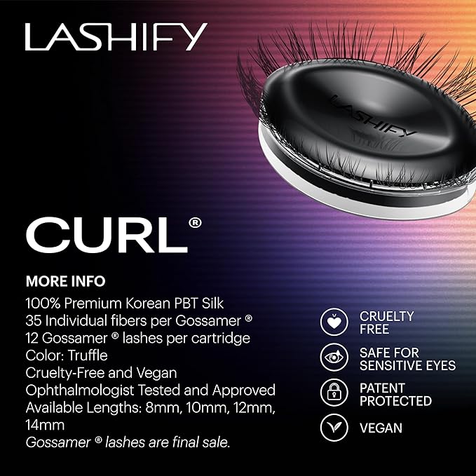 Lashify Curl 14mm Gossamer Eyelash Extensions Refill, Truffle Color, DIY False Lashes for a Natural Look