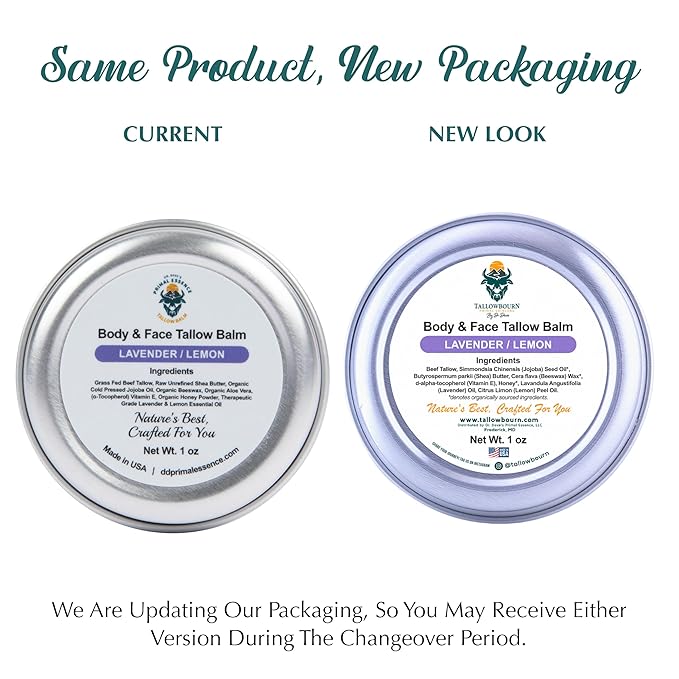 Dr. Dave's Primal Essence Grass Fed Beef Tallow Balm for Face and Body with Shea Butter, Organic Jojoba Oil, Honey, and Beeswax – Beef Tallow for Skin – Lavender and Lemon – 1 oz