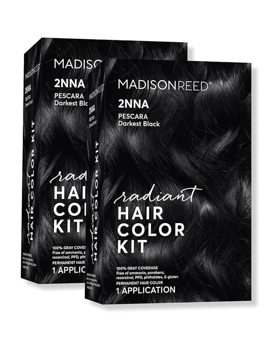 Madison Reed Radiant Hair Color Kit | 2NNA Darkest Cool Black with Ash Undertones (Pescara Black) for 100% Gray Hair Coverage | Dimensional Permanent Hair Dye | PPD-Free & Ammonia-Free | 2 Pack