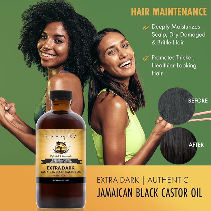 Sunny Isle Extra Dark Jamaican Black Castor Oil, 8 fl. oz. | 100% Natural High Potency Treatment for Hair, Scalp