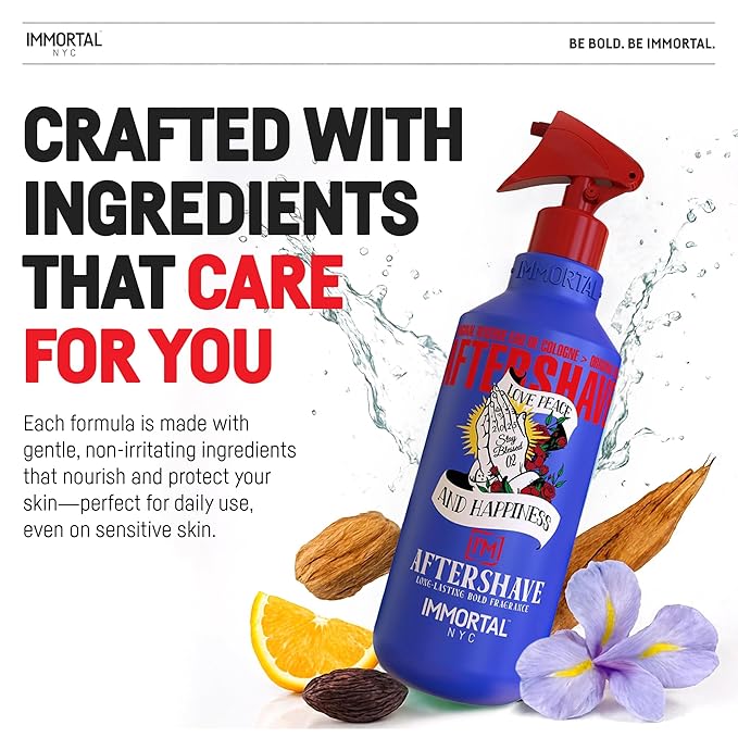 Immortal NYC Stay Blessed 02, After Shave Spray Body/Face Men's Cologne, 17 oz, Exclusive Barbers, Softens Skin, Refreshes, Disinfects and Relieves Face and Skin, Moisturizing Formula After Shaving