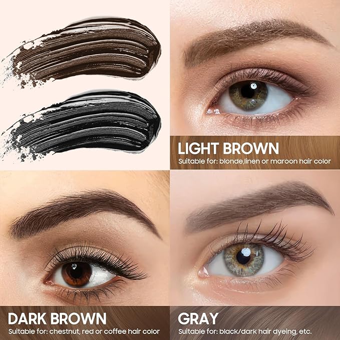 Brow Tattoo Peel Off Tint - Brow Gel Eyebrow Tattoos Waterproof, Eyebrow Gel Tint with Eyebrow Stencils Long-Lasting Makeup, Eye Brow Pencils Create Full Voluminous Brows for Women (Dark Brown)