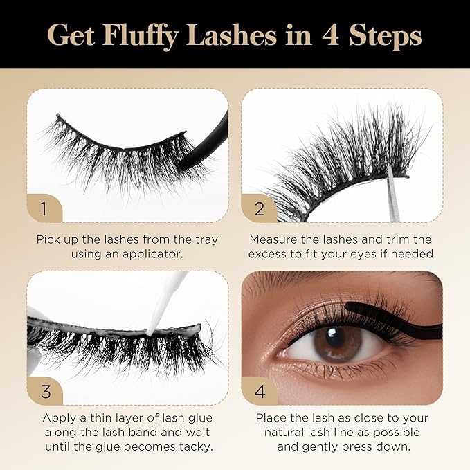 Bepholan Fales Eyelashes Natural Look Mink Fake Eyelashes 3-Pack Soft Band Cat Eye Lashes Manga Eyelashes Fluffy,XMZ208