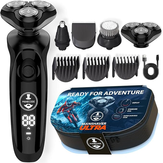 MANECODE® 7-in-1 Electric Razor for Men - Shaver with Floating 8 Contouring Technology® and IQ Cleaning Sensor®