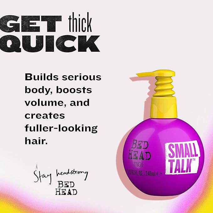 Bead Head by TIGI Small Talk MINI 3-in-1 Hair Thickening Cream - Use for Voluminous Hair - For Fine, Thin & Flat Hair - Use on Damp Hair - Premium Hair Thickening Products - 8 oz (3 Pack)