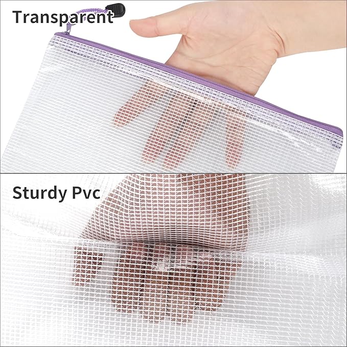 EOOUT 20pcs Mesh Zipper Pouch, Waterproof Zipper Bags, 8 Sizes Plastic Travel Pouch, 10 Colors, Multipurpose for Board Game, Travel Storage, School Supplies, Office Appliances, Home Organize