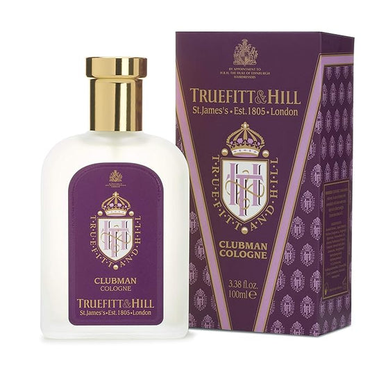 Truefitt & Hill Luxury Cologne - Premium Long-Lasting Bergamot and Lavender Men's Clubman Scented Fragrance, Presented in a Beautifully Etched Traditional Atomizer Bottle - 3.38 oz.