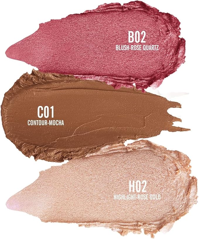 KIMUSE Multi Stick Trio Face Makeup, Cream Blush Stick for Cheeks & Lips, Contour Stick & Highlighter Makeup Sticks for All Skin