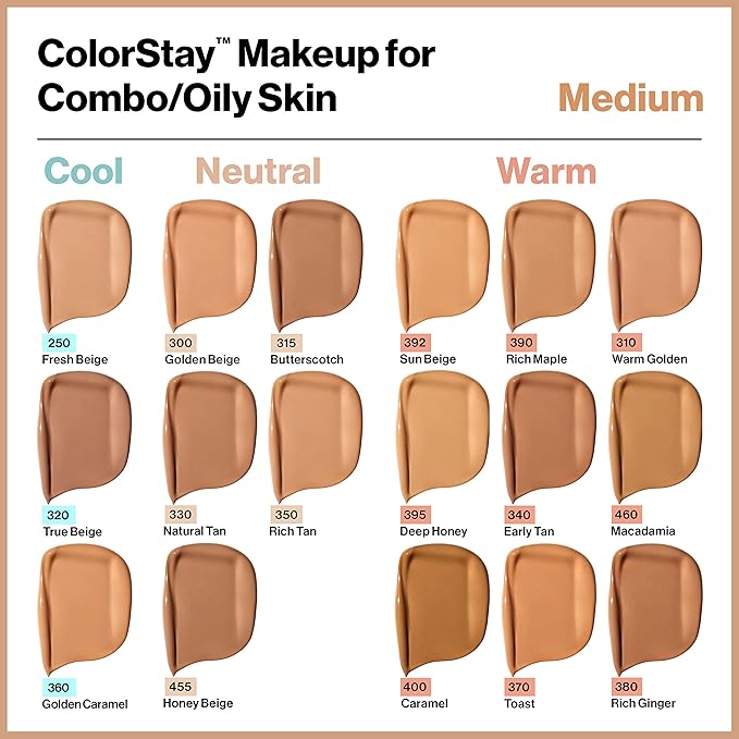 Revlon Liquid Foundation, ColorStay Face Makeup for Combination & Oily Skin, SPF 15, Longwear Longwear Medium-Full Coverage with Matte Finish, Natural Tan (330), 1 fl oz