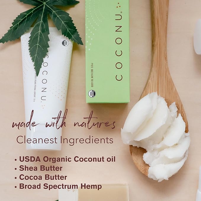 Coconu Hemp Infused Moisturizing Oil | Organic Coconut Oil Formula | Nourishing Skin Oil | Fragrance-Free | 3 oz