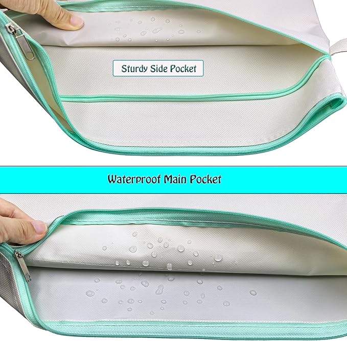 A4 Mesh Zipper Pouch, Waterproof File Bag with Handle,Foldable Document Organizer for School, Office, Travel - Durable Folder with Puzzle Project/Cross Stitch (6)