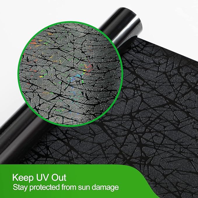 QHY Sunshine Total Blackout Window Film Privacy， Frosted Glass Window Film，Black Window Tint， No Glue， Detachable, no Marks, Suitable for Repeated use (Black, 35.4 in X 157.4 in)