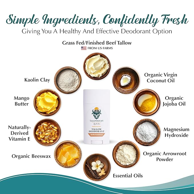 Dr. Dave's Primal Essence Tallow Deodorant - Aluminum and Baking Soda-Free - Helps Manage Body Odor and Sweat - Vanilla and Sandalwood Deodorant for Men and Women - 3 oz