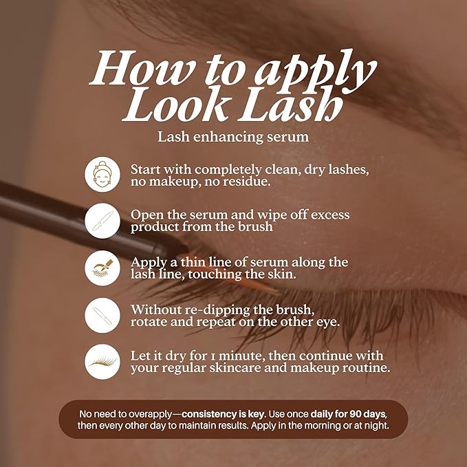 Look Lash Eyelash Enhancing Serum & Eyebrow Serum – Supports Longer-Looking Lashes and Fuller Brows, Gentle for Sensitive Skin, 5.5 ml, 6–8 Mo Supply