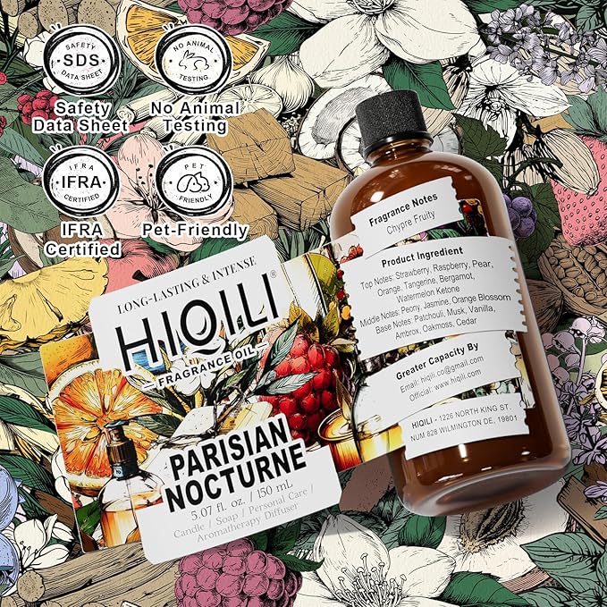 HIQILI Parisian Nocturne Fragrance Oil for Diffuser, Inspired by YL's M.on Paris, Candle & Soap & Perfume Balm Making, Sweet Notes, Long-Lasting Aroma - 5.07 Fl Oz