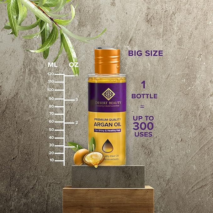 Argan Oil, 4 oz, Hair Oil Treatment for Dry Damaged Hair, Leave-in Conditioner, Hydrating, Strengthens, Natural, Cruelty Free