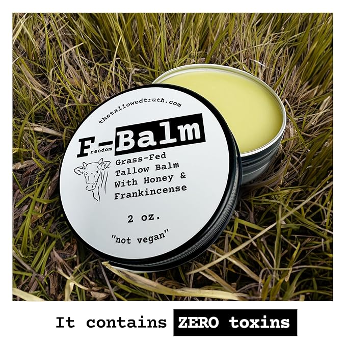The Tallowed Truth F-Balm Tallow – Grass-fed, Grass-finished Tallow – 5 Ingredients Only – Canadian-made All Purpose Tallow Balm – Made in Canada – Tallow for Face & Body (2 oz (2-Pack), Original)