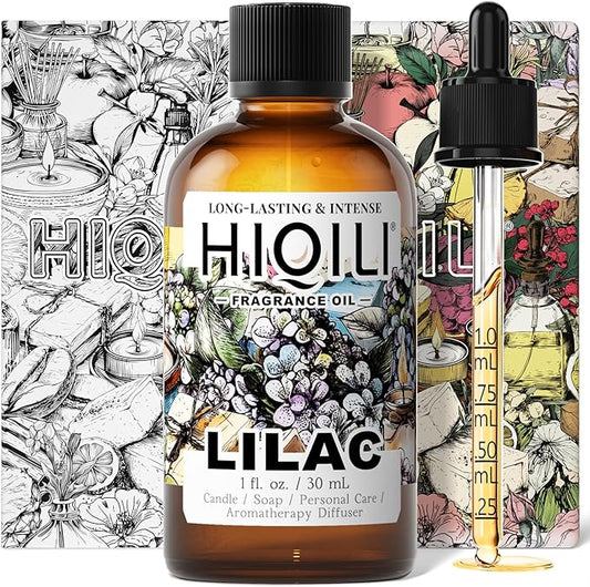HIQILI Lilac Fragrance Oil for DIY Perfume, Candle & Soap Making, Soft Floral Scents for Essential Oils Diffuser - 1 Fl Oz