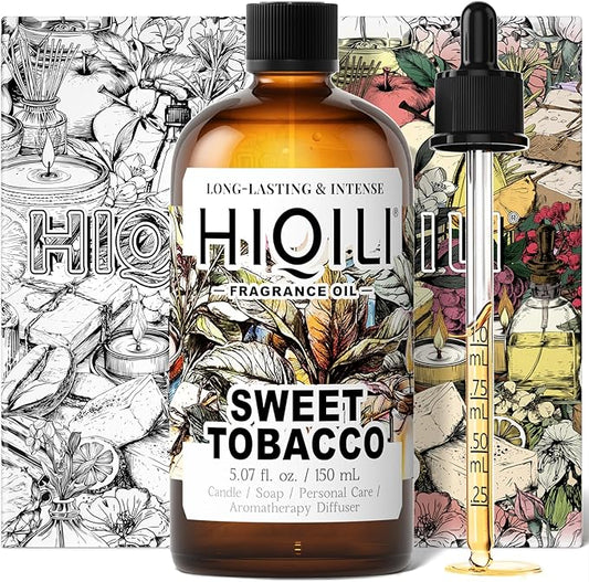 HIQILI Sweet Tobacco Fragrance Oil for Home Essential Oil Diffuser, Candle, Soap, Perfume & Body Scrubs Making, Rich Scent - 5.07 Fl Oz
