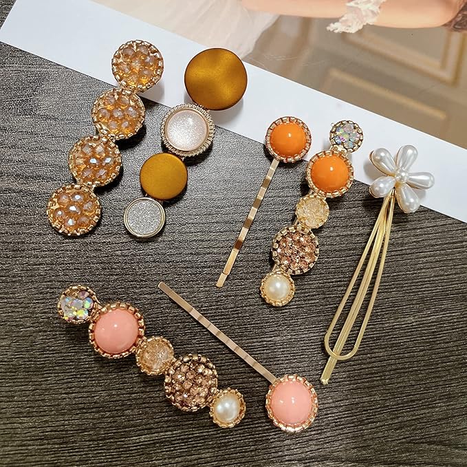 Mehayi 20 PCS Hair Accessories for Decorative Party Wedding, Pearl Hair Clips Set Fashion Korean Acrylic Resin Hair Barrettes, Bobby Pins Hairpins for Women and Ladies Girls Headwear Styling Tools