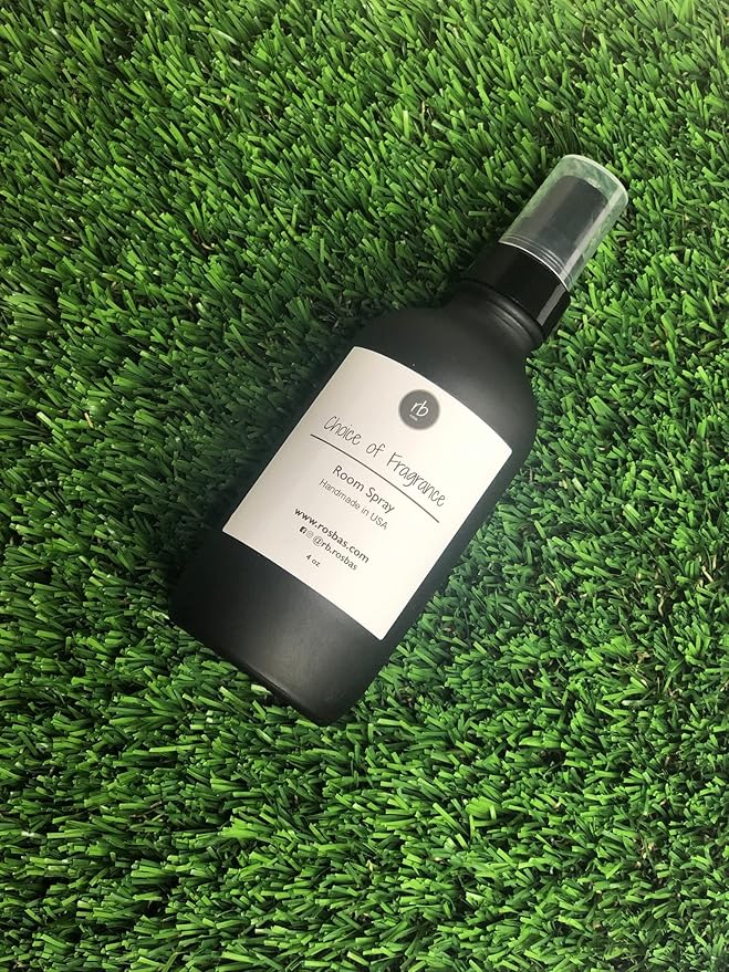 Rosbas Room Spray, Vanilla Scented, Matte Black Glass Bottle, 4 oz, Drawstring Cotton Bag, Long Lasting Scented Air Freshener, Non-Aerosol, Handmade in the USA