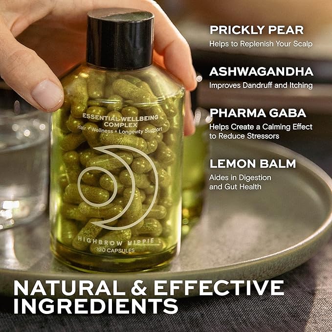 Essential Wellbeing Complex | Hair Growth, Strength & Scalp Support | Hormone Balance, Stress Relief, Gut & Cellular Health | Sesbania, Ashwagandha, Antioxidants | 120 Capsules