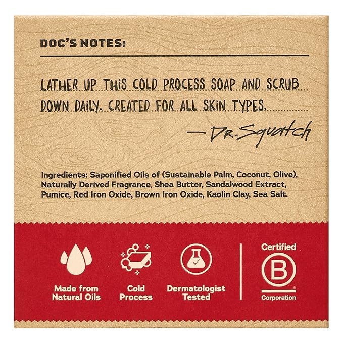Dr. Squatch Natural Bar Soap for Men - Cold Process Soap with No Harsh Chemicals - Sandalwood Summit (5 oz, 3-Pack)