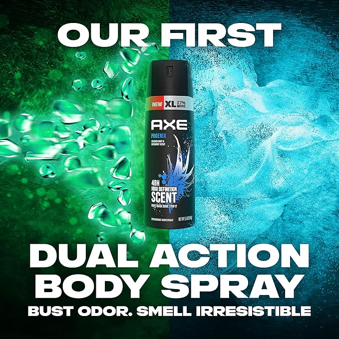 Axe Body Spray Deodorant For Long Lasting Odor Protection, Phoenix Deodorant For Men Formulated Without Aluminum 4oz 4 Count