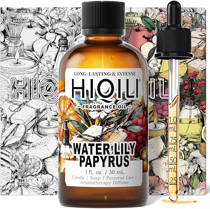 HIQILI Water Lily Papyrus Fragrance Oil for DIY Soap, Inspired by ISY-Myake L.d'Isy, Perfume, Candle Making, Fresh Scents for Laundry Dryer Balls, Gifts- 1 Fl Oz