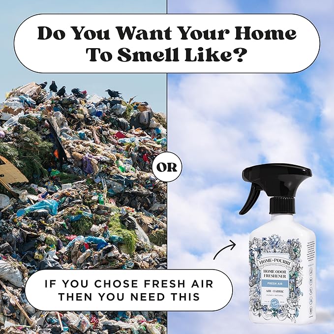 Home-Pourri Air + Fabric Multi-Purpose Odor Freshener Spray, 11 Fl Oz, Up to 570 Uses, Fresh Air Scent, Room Deodorizer with Essential Oils, for Carpets, Couches, Bedding & Curtains