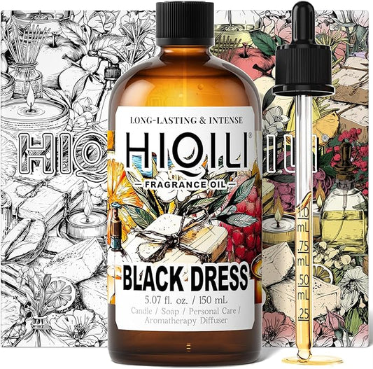 HIQILI Black Dress Fragrance Oil for Home Diffuser, Making Bath Bombs, DIY Air Refresher Spray, Sweet Scented Oil for Perfume - 5.07 Fl Oz
