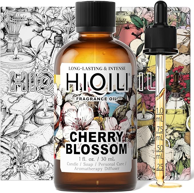 HIQILI Cherry Blossom Fragrance Oil, Floral Perfume Oil, Candle Scents for Candle Making, for Diffuser & Fresh Spray, Long-Lasting Scent - 1 Fl Oz