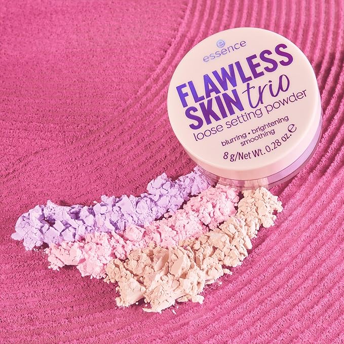 essence | Flawless Skin Loose Setting Powder Trio | 3-in-1 Mattifying, Color Correcting & Eye Brightening | Vegan & Cruelty Free