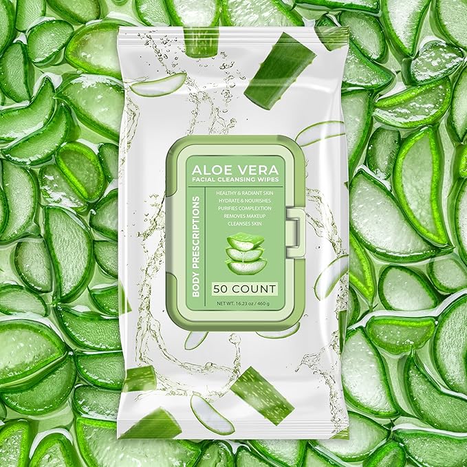 Body Prescription Makeup Cleansing Wipes - Gentle and Effective Face Wipes, 50 Count (Pack of 3), Aloe Vera