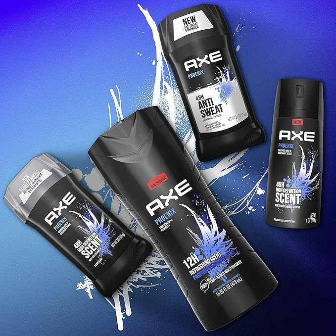 Axe Body Spray Deodorant For Long Lasting Odor Protection, Phoenix Deodorant For Men Formulated Without Aluminum 4oz 4 Count