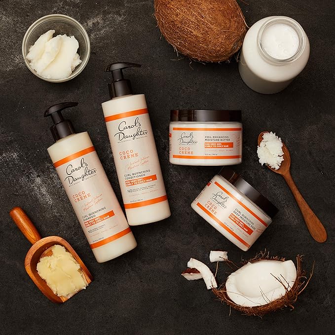 Carol’s Daughter Coco Creme Sulfate Free Shampoo and Conditioner Set with Silicone Free Hair Butter, for Very Dry Curly Hair, with Coconut Oil and Mango Butter
